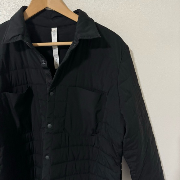 Lululemon Quilted Overshirt Shacket Black Shirt Jacket Snap Chest Pocket-Large - Picture 4 of 11